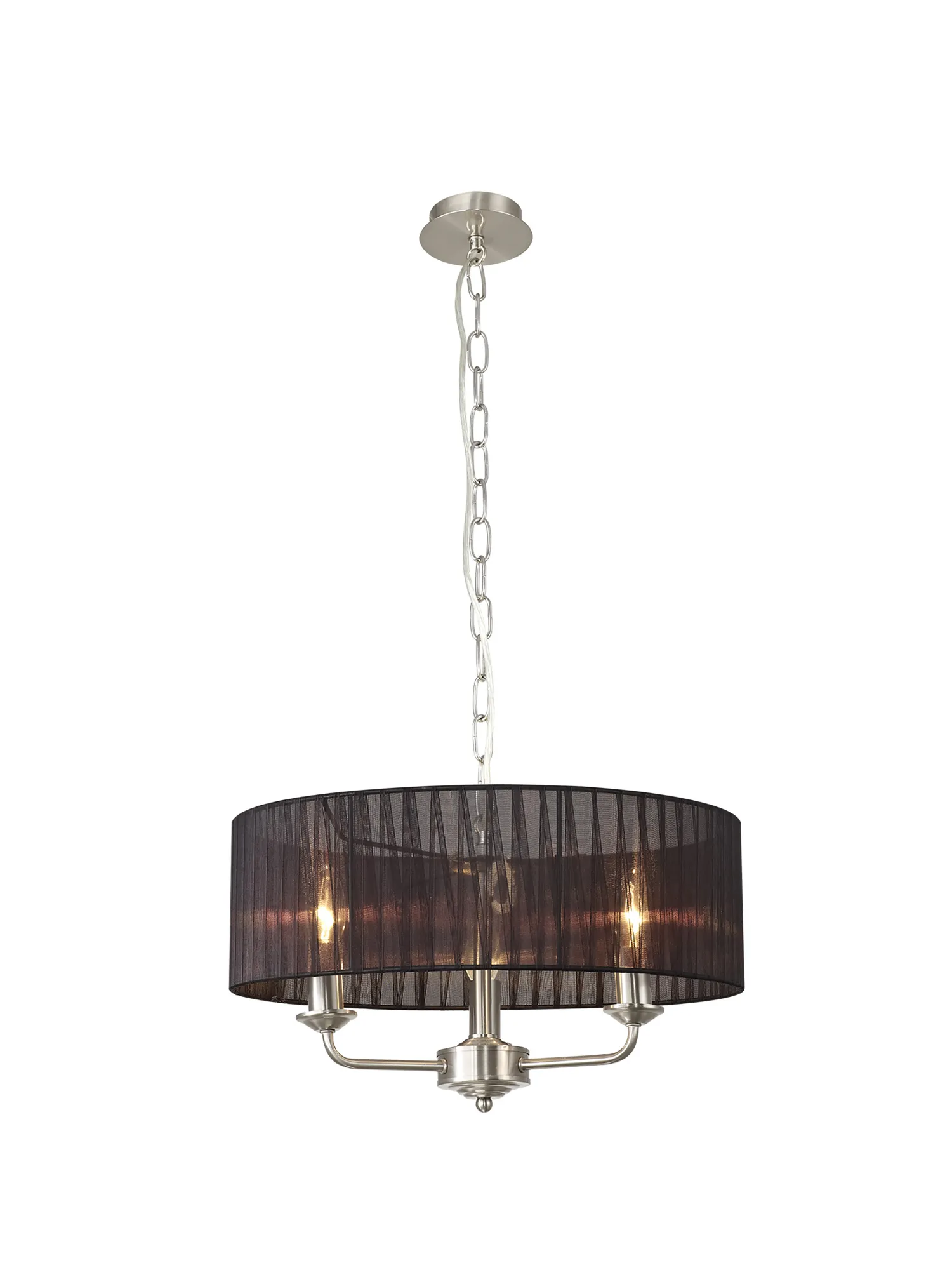 Banyan 45cm 3 Light Pendant Satin Nickel; Black